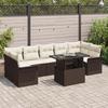 VidaXL 8-piece Garden Sofa Set with Brown Cushions Poly Rattan 3348234