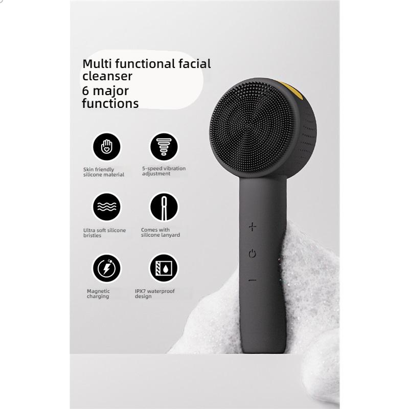 Household electric silicone facial cleansing brush for face, hot compress to clean pores, universal facial cleansing instrument