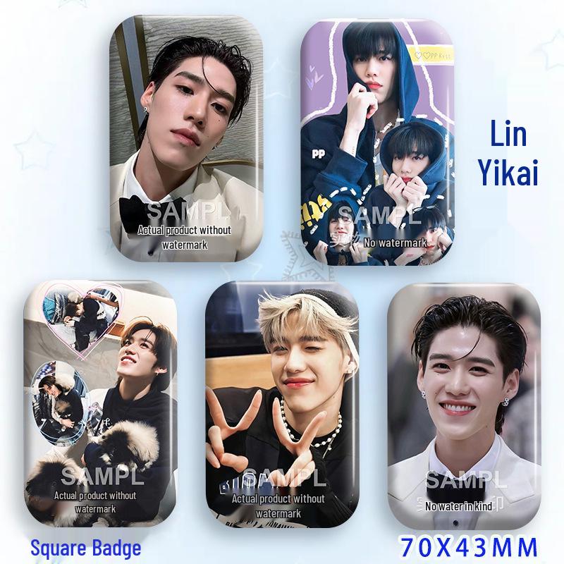 Thai Star PP Lin Yikai Concert Support Badge: Laser-cut Square Brooch Ornament