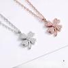 S999 Pure Silver Lucky Four-Leaf Clover Necklace Female Clavicle Chain Niche Design Simple Temperament Ins Pendant