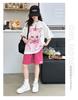 Girls' Summer Casual Set New Korean Style Fashionable Loose Girls' Summer Short sleeved Shorts Set