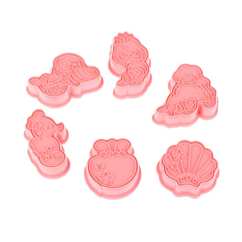 6 шт./компл., ракушка русалки, морской конек, форма для печенья, сделай сам, пластиковые формы для помадки и торта