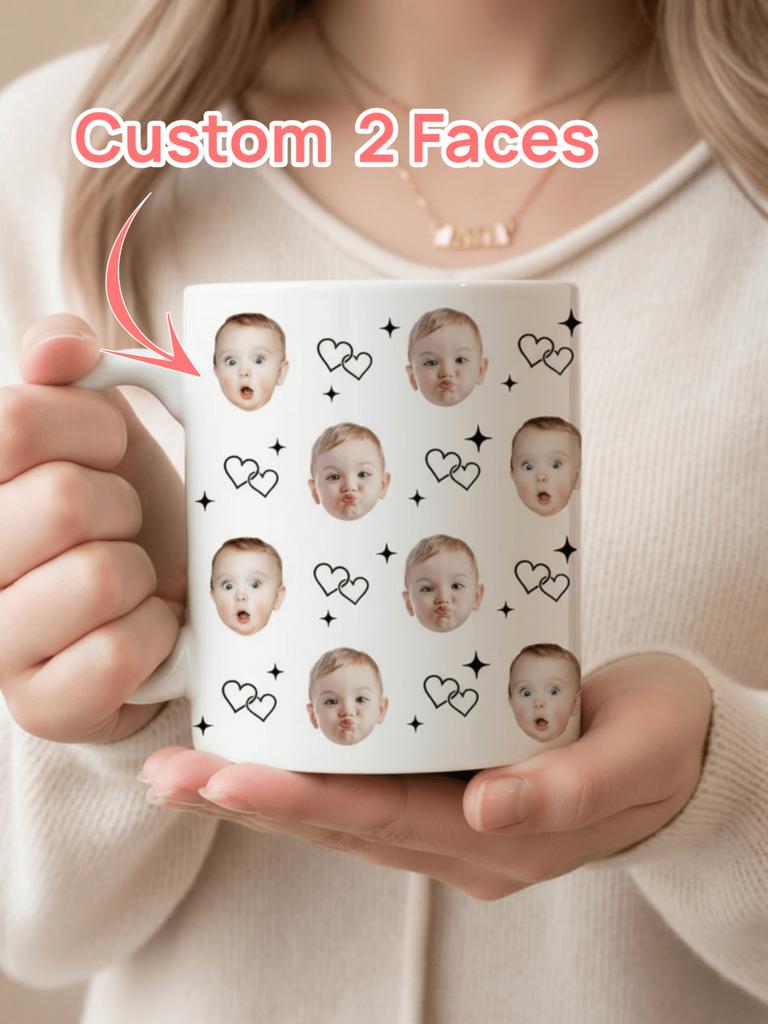 Custom Face Mug Personalized Photo Coffee Cup Baby Pet Family Gift For Mom Dad Grandma Grandpa Valentine Mother Father Birthday
