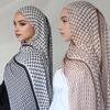 Chiffon Printed Plaid Print Long Scarf Summer Comfortable Middle East Chiffon Headscarf Outfit Accessory