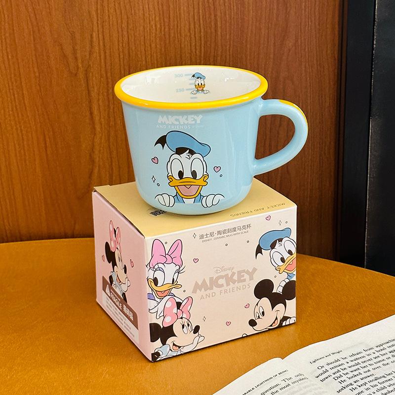 Cartoon Mickey Minnie Ceramic Mug Cute Donald Duck Daisy Water Cup Scale Cup Home Milk Breakfast Cup