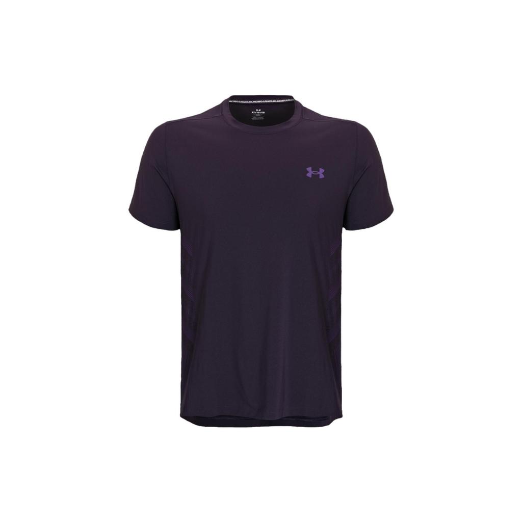 Under Armour Solid Color Crew Neck Sports Short Sleeve T-Shirt Men Tops Purple 1376518-541