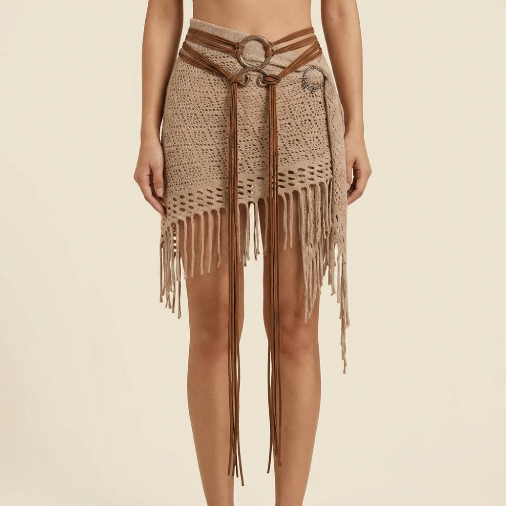 Fringe Loop Waist Cinch Braided Decorative Belt Fashion Long Rope Chain Belt Medieval