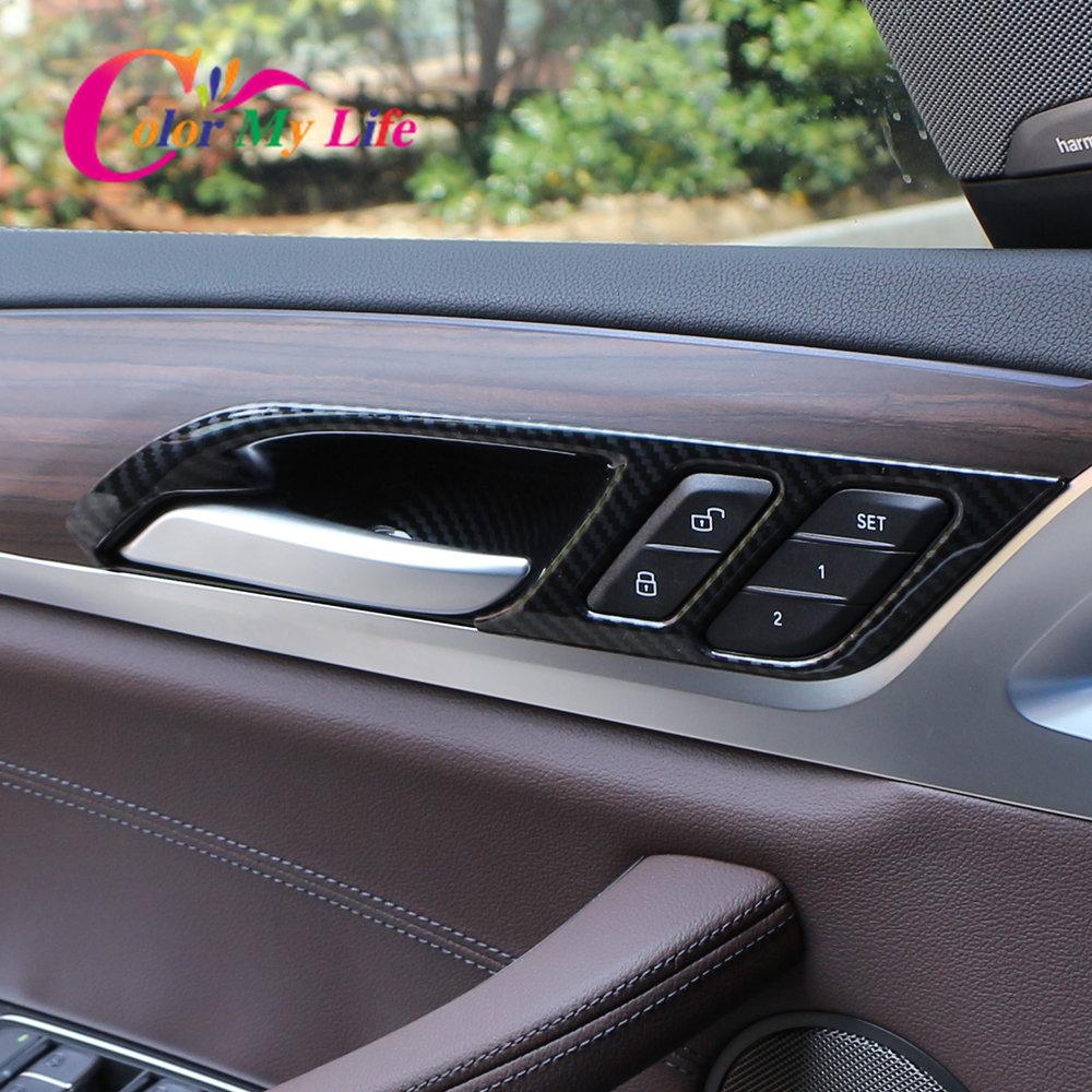 Car Carbon Fiber Inner Door Handle Frame Cover Sticker for BMW X3 G01 2018 2022