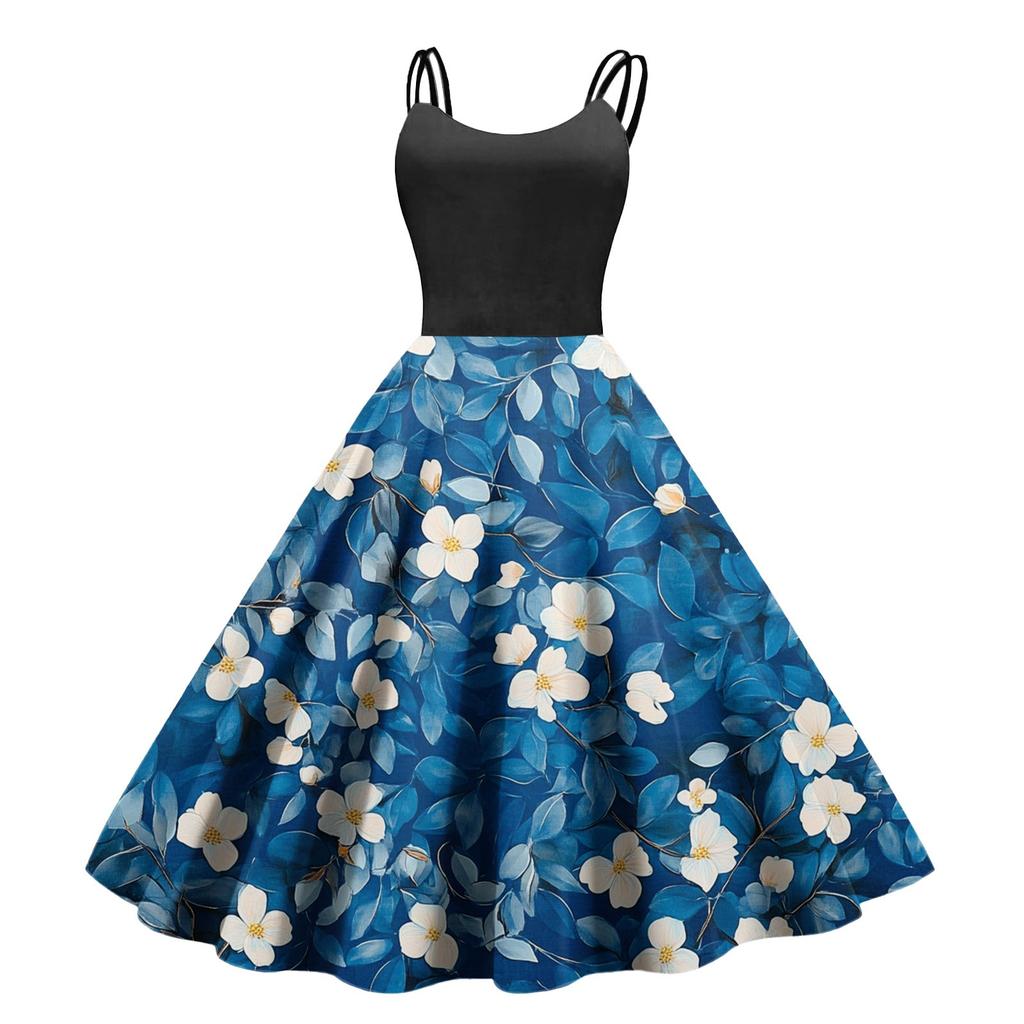 Women's Casual Fashion Print Sexy Off Shoulder Punk Retro Dress Retro Dress Dress