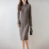 Women Sweater Dress 100% Wool Turn-down Collar Knit Long Pullover Winter Jumpers Wool Long Dress Female