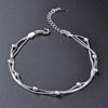 Lindon Women Zircon 925 Sterling Silver Jewelry Geometric Bead Chain Link Bracelet Fashion Fine Wedding Gift for Girlfriend