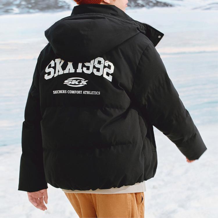 Skechers Классическая спортивная серия Свободная удобная пуховик-пуховик Унисекс Верхняя одежда Угольно-черный P424U042-0018