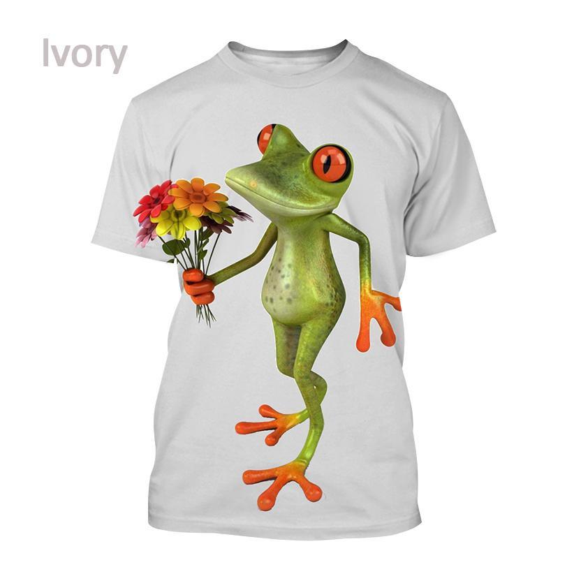 Fashionable Tree Frog 3D Printed T-shirt Fun Animal Men's and Women's Fun Hip Hop Style Short Sleeve Top