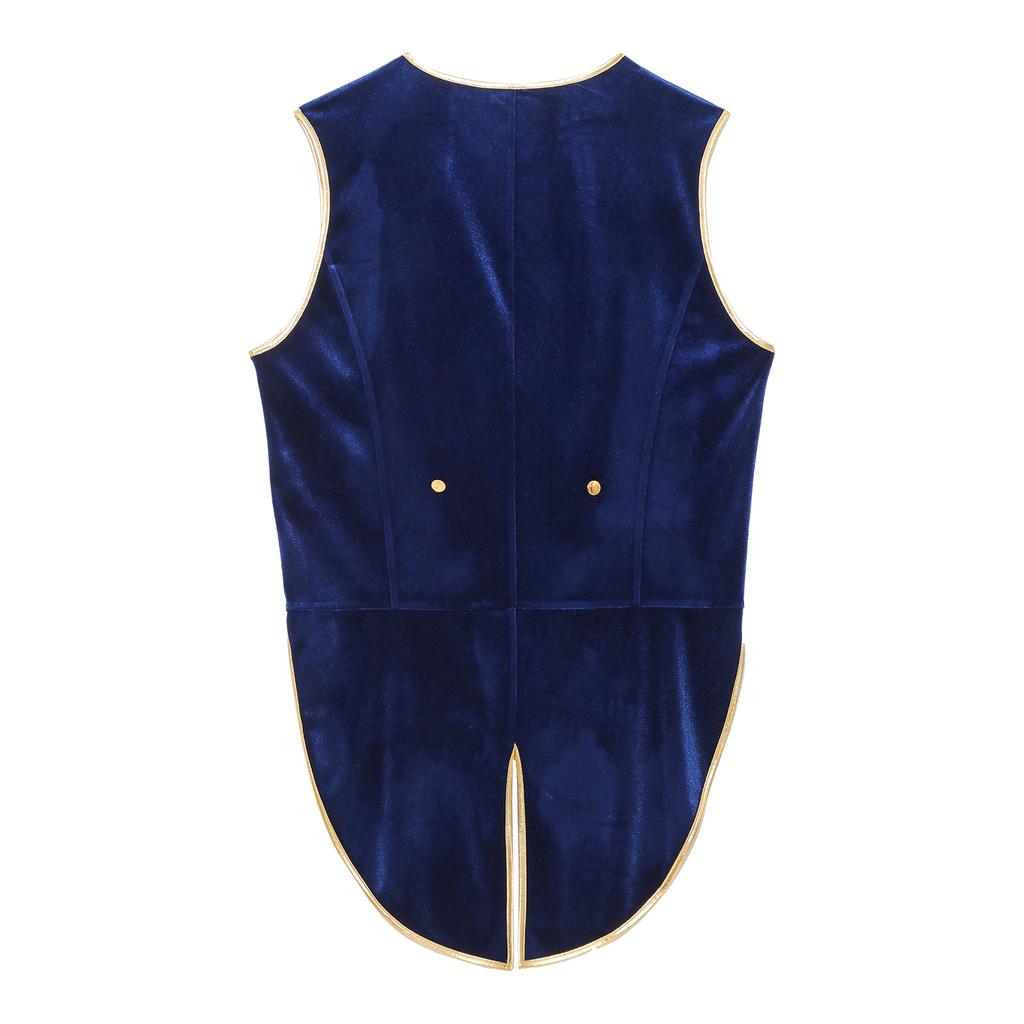 Velvet V Neck Button Down Tailcoat Vest for Men Metallic Trim Medieval Retro Waistcoat Blazer for Halloween Cocktail Wear