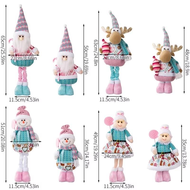Snowman Elk Old Man Pink Telescopic Doll Children Xmas Gift Christmas Tree Decoration Home Wedding Party Supplies Plush Ornament