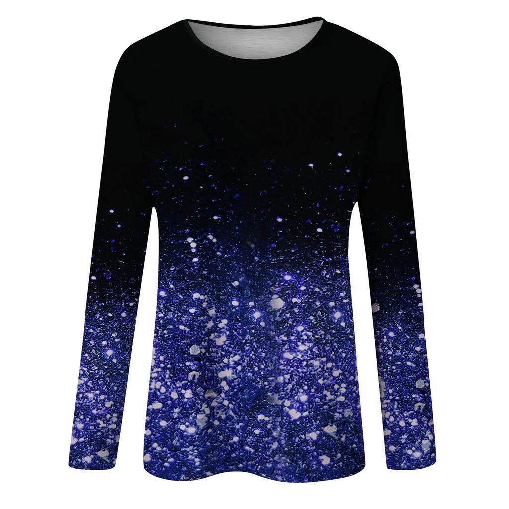 Женская мода, повседневная блузка с длинным рукавом и круглым вырезом, пуловер с принтом