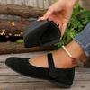 Spring and Autumn New Mary Jane Flats Retro Single Shoes One-word Buckle with Shallow Mouth Small Leather Shoes Women