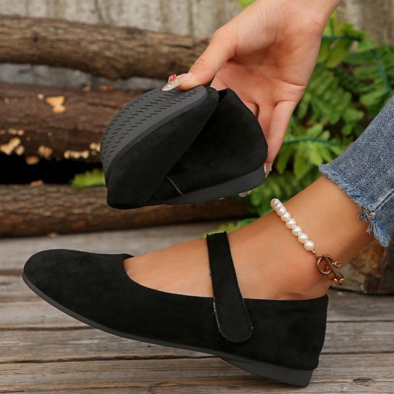 Spring and Autumn New Mary Jane Flats Retro Single Shoes One-word Buckle with Shallow Mouth Small Leather Shoes Women