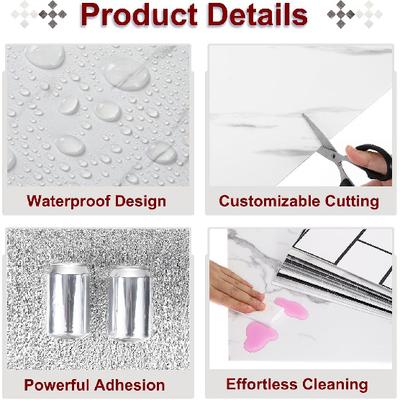 HARFINGTON 15 шт. Мраморные самоклеящиеся плитки, Водонепроницаемая стеновая панель для фартука, 12"x12" ПВХ самоклеящиеся плитки для душа для ванной комнаты, кухни,