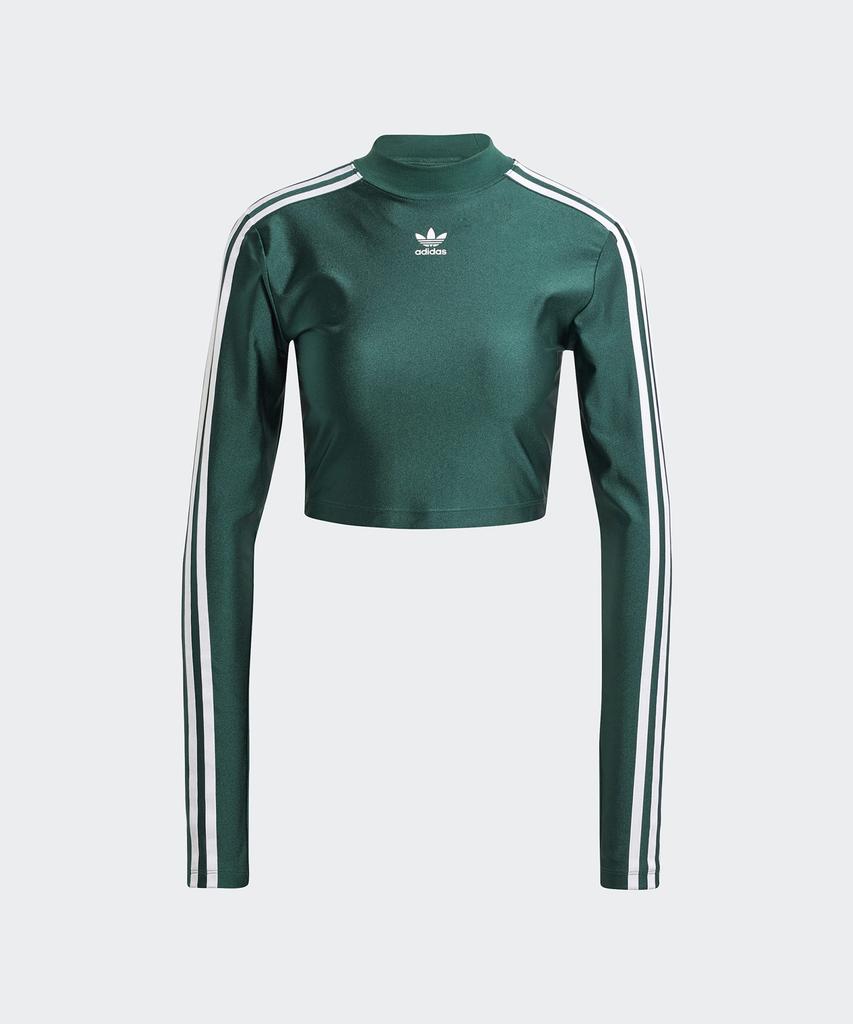 adidas Укороченная футболка с длинным рукавом 3S - Зеленый / Ir8136