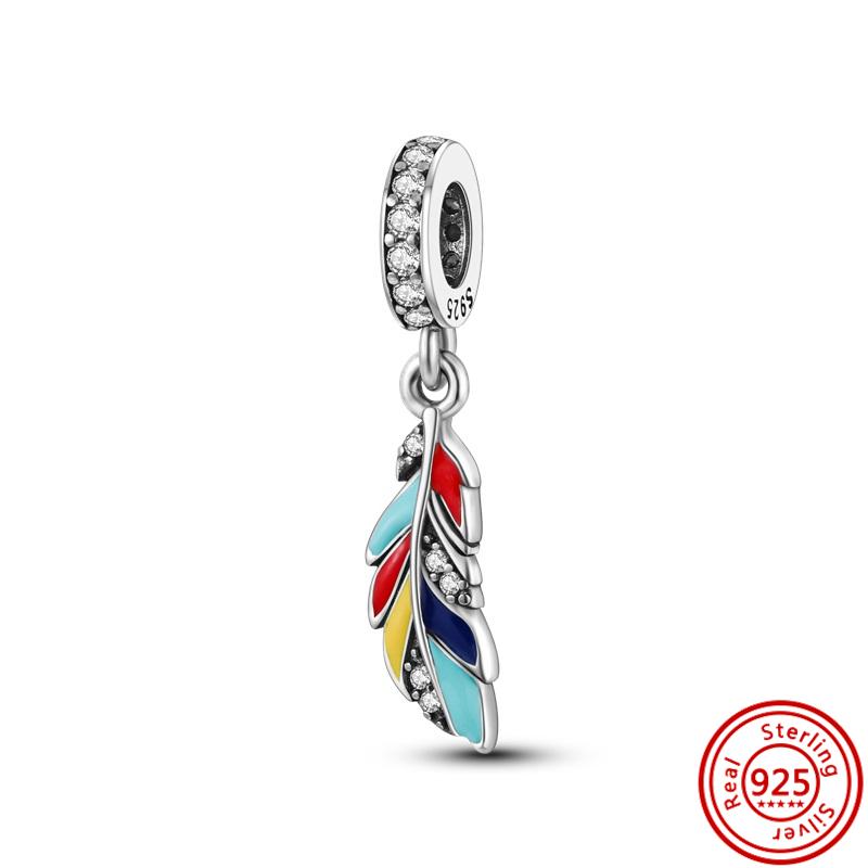 Sterling r Dreamcatcher Feathers Wing Heart Camera Angel Sweet Beads Fit Original  Charms Bracelet Women Jewelry
