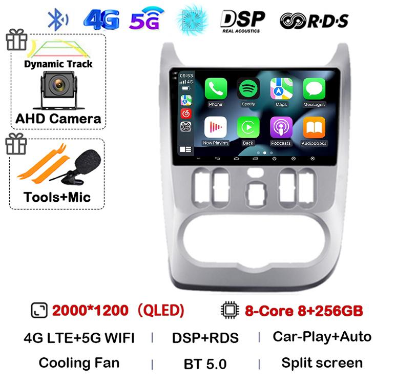 Android 14 Carplay Auto 4G+WIFI автомобильное радио для Renault Logan 1 Sandero 2009 2010 2011 2012 2013-2015 Мультимедиа GPS головное устройство DSP