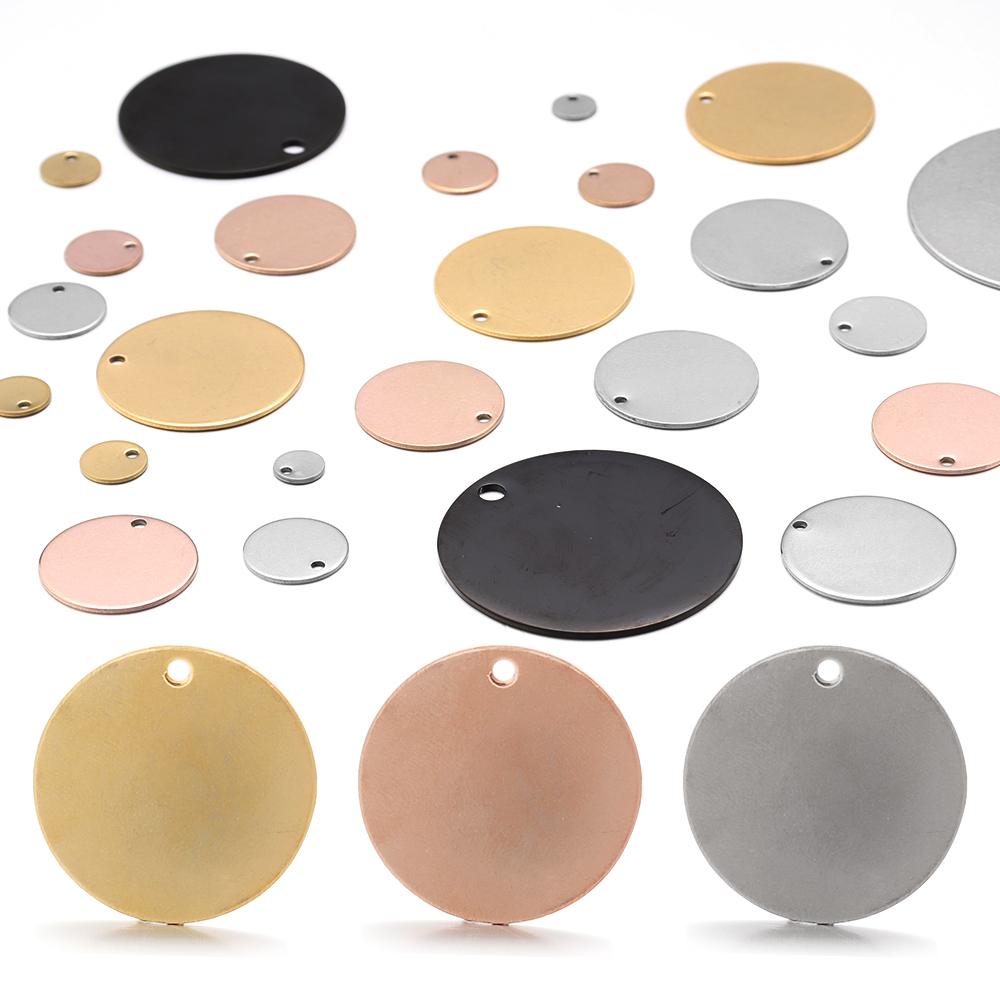 10-20pcs 6-35mm Stainless Steel Charms Round Dog Tag Pendant Stamping Blanks Pendants For Necklaces DIY Jewelry Making Wholesale
