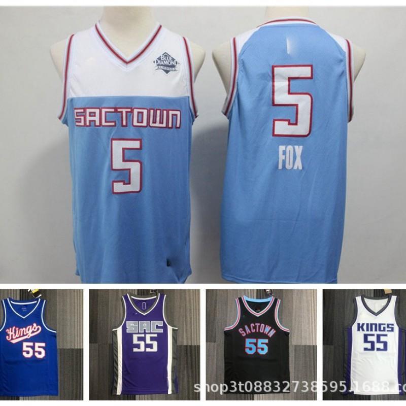 Mens Basketball Jersey Retro Sacramento Kings Williams 55 Fox 5 Webber 4 Draft Pick Style Training Tank Top
