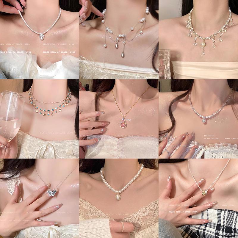 «Модное элитное жемчужное ожерелье: Универсальная цепочка на ключицу из титановой стали для женщин