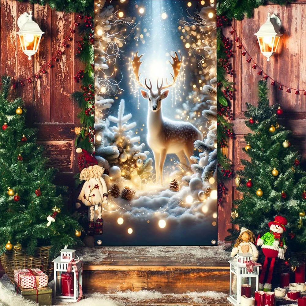 Рождественский Баннер 'Merry Banner' с Праздничным Оленем, Полиэстеровая Накидка на Дверь, Неэлектрический Праздничный Декор для Вечеринки на Новый Год и Рождество