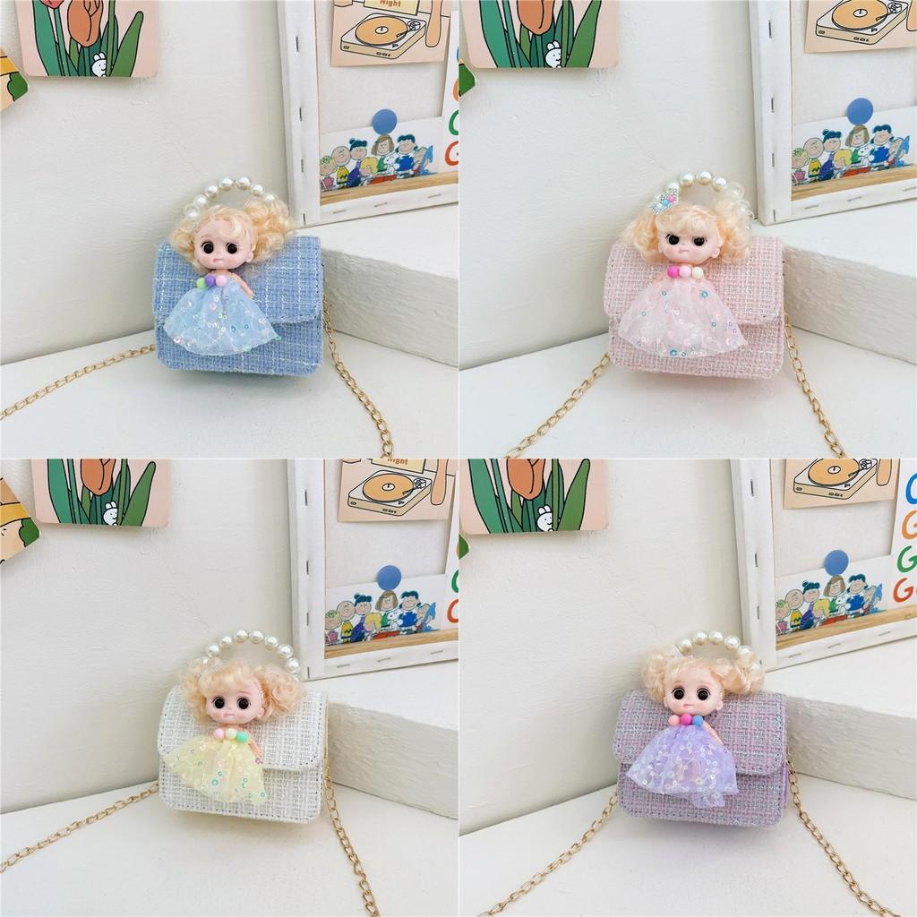 Adorable Korean Style Cartoon Doll Handbag For Girls In Cute Colors And Breathable Fabric