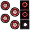 4 Круглых светодиодных задних фонаря для прицепа с резиновым белым креплением «Ирис», 16 светодиодов, стоп-сигнал, задний фонарь, габаритный огонь, фонарь заднего хода, резервный фонарь для прицепа, грузовика, пикапа, кольца и красный,
