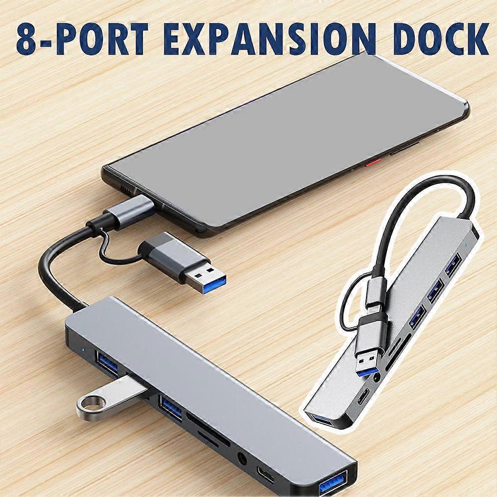 8-IN-1 USB HUB USB C Docking Station High Speed Transmission USB Splitter