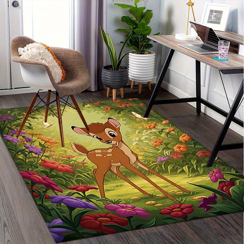 Office Rug Bambi, Forest theme 3D Printed Anti-Slip Rug-Machine Washable for Living Room