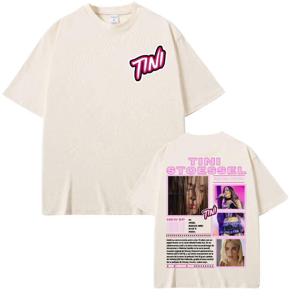 Певица TINI STOESSEL Тур 2025 Футболки с принтом Унисекс Женская одежда Модная Эстетичная Футболка Повседневная С круглым вырезом Короткий рукав Футболка