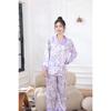 Фиолетовый цветочный стиль Удобная осенняя новая пижама для женщин Ice Silk Cool Повседневная домашняя одежда