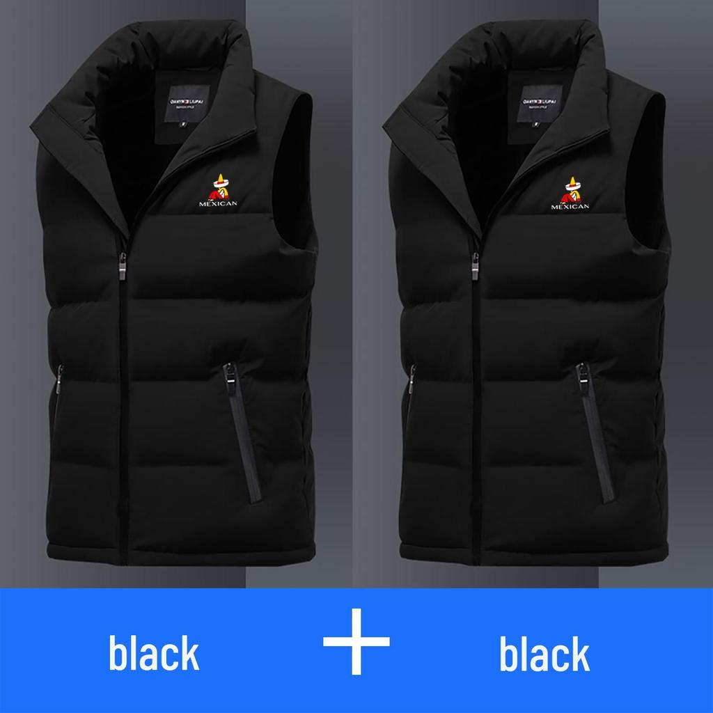 Мужской осенне-зимний пуховый жилет со стойкой – без рукавов, плотный и теплый