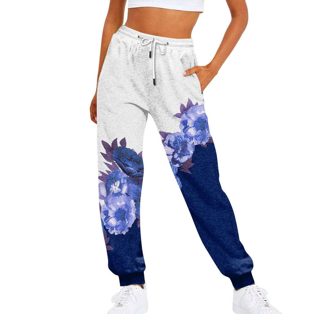 Women's Casual Fashion Sweatpants Printed Pants Elastic Waist Drawstring Pants