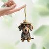 Dog Car Pendant Christmas Tree Ornaments Dog Pattern Acrylic Backpack Pendant Keychain Decoration 2D Flat Hanging Ornament Animal Lovers Gift