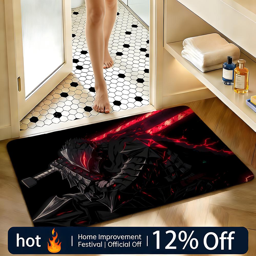 Soft Absorbent Non-Slip Rug Manga Berserk Floor Mat Home Decor Doormat Bedroom Floor Mat Shower Carpet
