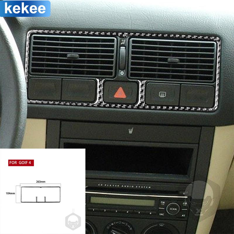 For VW Golf 4 MK4 1999 2000 2001 2002 2003 2004 Center Air Outlet Cover Real Carbon FIber Sticker Vehicle Interior Accessories