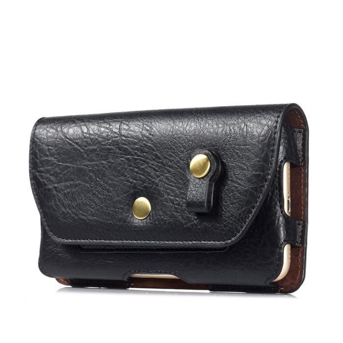 Clip De Ceinture Horizontale En Cuir Avec Porte-écouteurs Pour XIAOMI REDMI NOTE > Noir