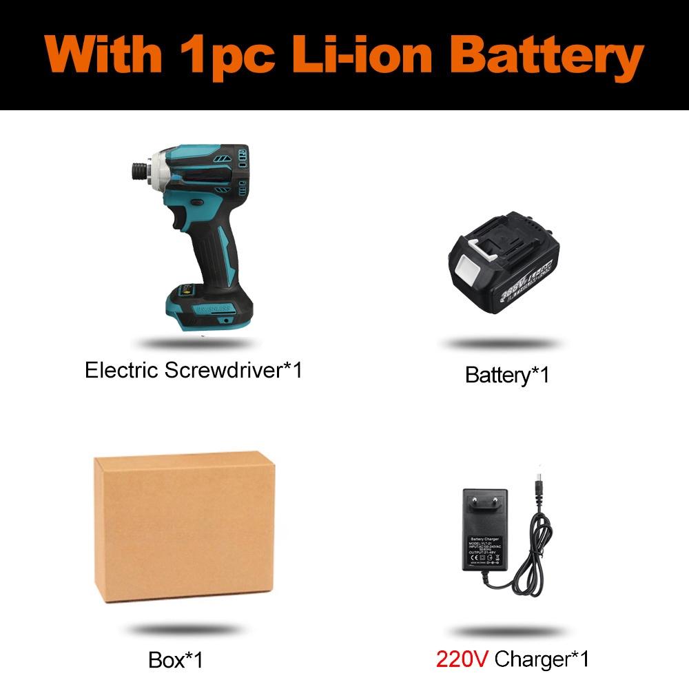 Беспроводная отвертка с 4 скоростями, ударный гайковерт 1/4, бесщеточная электрическая отвертка, аккумуляторная дрель-шуруповерт, электроинструмент, синий