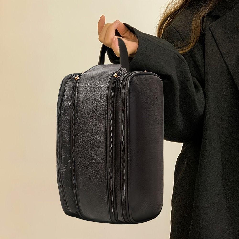 Роскошная косметичка большой вместимости, кожаная сумка для умывальных принадлежностей, портативная дорожная косметичка для девочек