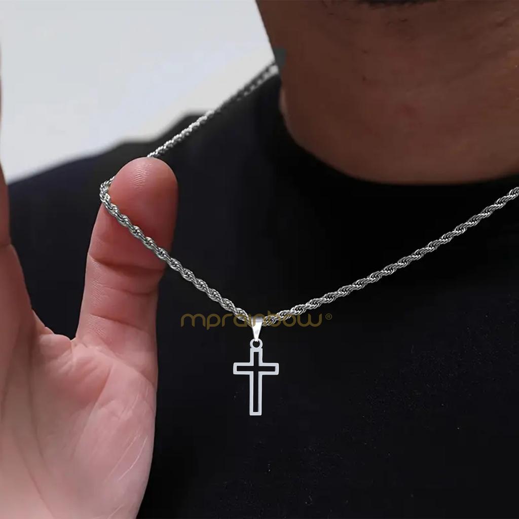 Повседневные полые necklaces с крестом для мужчин и мальчиков, водонепроницаемый кулон-крест из нержавеющей стали, религиозные украшения для веры и молитвы, подарок