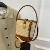 Weave Straw Bag Bucket Bag for Women's Travel Summer Vacation Beach Shoulder Bag Small Crossbody Bag Vintage Tote Bag Handbags