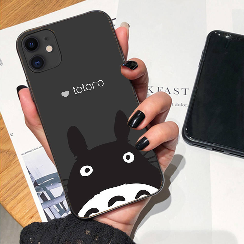Чехол для iPhone 16 15 Plus 14 13 12 11 Pro 8 7 6S 6 SE 5S X XR XS Max Realme C30 C33 C31 9I Black Sofe Cover WI53 Totoro