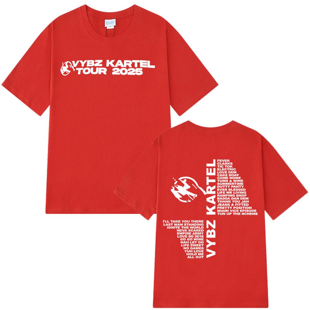 2025 Rapper Vybz Kartel Tour New Album Mens Women Fashion Harajuku Oversized 100% Pure Cotton Printed Breathable T-shirt