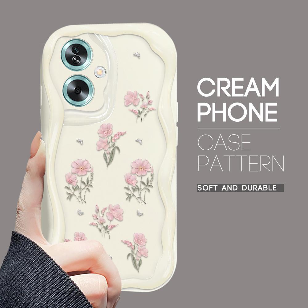 Cute Cartoon Pattern Cream Texture Casing Wavy Edge Soft Silicone Cover Phone Case for OPPO Reno Realme