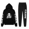 New Anime Fashion Printed Hoodie Tight Pants Sport Set Autumn/Winter Loose Fit Two Piece Set